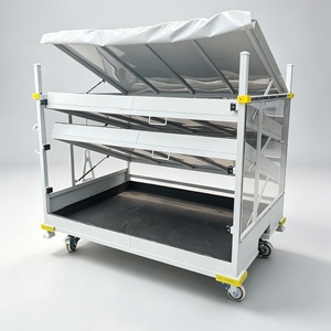 <span class=keywords><strong>Chariot</strong></span> de rangement multi-niveaux réglable à 3 niveaux pour entrepôt, avec barres de rangement et roues métalliques - Product Image 3