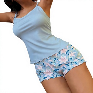 Women 2-Piece Breathable V-neck Knitted Lounge Set Short-Sleeved Top Drawstring Shorts Solid Gray Casual Summer Eco-Friendly - Product Image 5