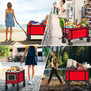 Heavy-Duty All-Terrain Folding Wagon Camping <strong>Garden</strong> <strong>Carts</strong> With Adjustable Handle for Outdoor - Product Image 3