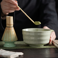 Ensemble de tasses à matcha en céramique et porcelaine résistantes à la chaleur avec dégradé contrastant, brosse mélangeuse, simplicité moderne pour le matcha Qh Dehua