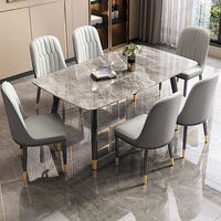 Ensemble de table à manger en pierre frittée de style nordique luxueux, mobilier de salle à manger moderne et simple pour la maison