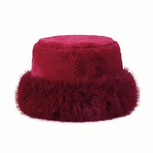 Wholesale Soft <b>Warm</b> Lady's Winter Fur <b>Hat</b> Luxury Bucket <b>Hats</b> for Women Winter - Product Image 2