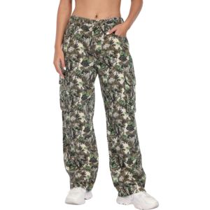 Pantalones Vaqueros de Mezclilla Rectos con Camuflaje de Árbol, 100% Algodón, Lavado, para Mujer - Product Image 1