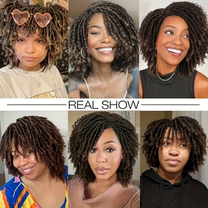 Perruques synthétiques courtes bouclées moelleuses douces dreads serrures perruques de remplacement noir mélange brun couleur 6 pouces perruque dreadlocks - Product Image 6