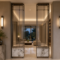 Luxury Bronze Marble Glass Screen Room Divider Sliding Partition Art Deco Style Custom for Hotel Office