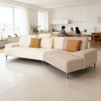 Canapé d'angle moderne en forme de L, adapté aux animaux domestiques, avec rembourrage en éponge, design gain de place, idéal pour les villas, pour les familles avec enfants et animaux.