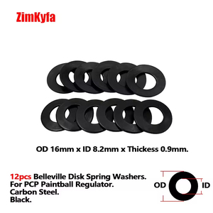 Entretoises plates Belleville en acier inoxydable OD16mm x ID 8.2mm Épaisseur 0.9mm Noir Argent 12 PIÈCES OEM - Product Image 2