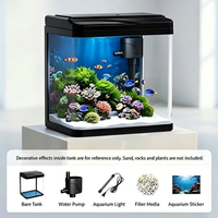 Petit aquarium en verre pour bureau, aquarium écologique pour la maison avec filtre, pompe à oxygène, système d'éclairage LED