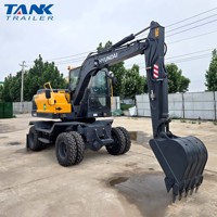 Excavator Mini Roda HW80G 8 Ton 7680kg, Penggali Hidrolik Kecil Dengan Bucket 0.32m3 untuk Konstruksi Perkotaan