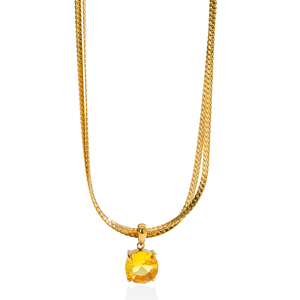 Collana in Acciaio Dorato con Citrino a Goccia, Pietra Giallo Caldo Taglio a Pera, Catenina a Serpente, Pendente <span class=keywords><strong>Solitario</strong></span> Regolabile, Gioielli da <span class=keywords><strong>Donna</strong></span> per Ogni Giorno - Product Image 4