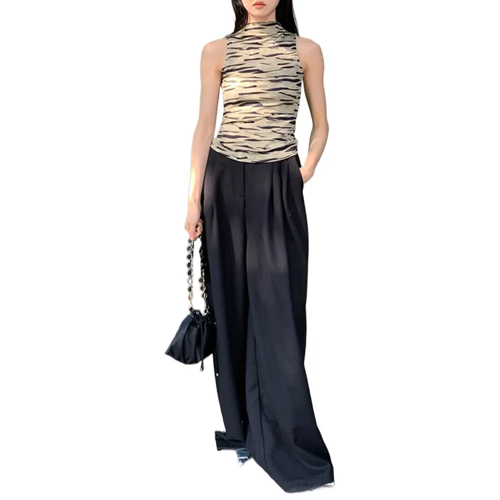 SMO Elegant Women Sleeveless T Shirt Customs Logo One Size Casual Women T Shirt Leopard Print Tank Tops For Ladies