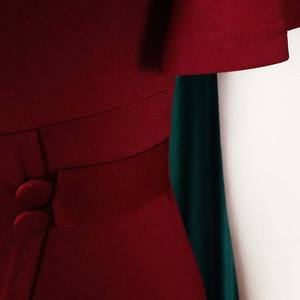 D3167 Trendy O-cuello Puff manga alta cintura Big Swing A-line vestidos de graduación mujeres señora elegante Casual mujeres vestido de talla grande - Product Image 6