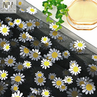 Tissu en maille léger à motif floral marguerite 100 % polyester écologique Nanyee pour vêtements de mariage pour filles