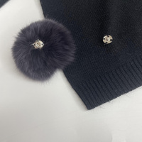 Janefur Bas quantité minimale de commande Mode Femmes fourrure de renard Pom Pom Tricot Cachemire Laine Pull Pull