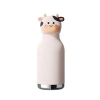Gourde isotherme en acier inoxydable à double paroi, anti-fuite, 480 ml, avec tête d'animal de dessin animé, pour enfants, idéale pour l'école