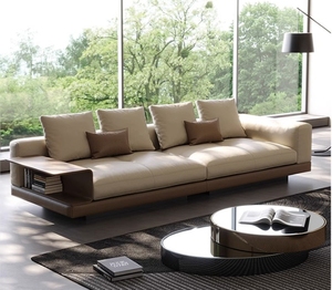 Sofá de Lujo Italiano Contemporáneo MR, Sofá Moderno Minimalista, Sofá de Cuero Genuino de Alta Gama para Villa u Hotel - Product Image 1