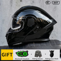 Casques modulaires de moto DOT de haute qualité avec double visière, casque rabattable avec Bluetooth, ensemble de trois pièces, usine de casques AD