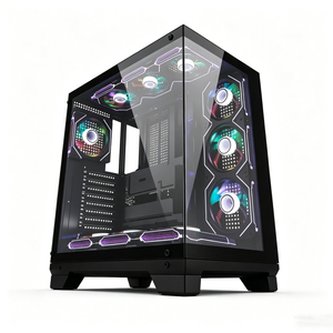 Mini PC de jeu ATX haut de gamme à prix abordable, <span class=keywords><strong>tour</strong></span> PC avec 10 positions de ventilateurs, refroidissement liquide 360 mm, 2 SSD, 2 HDD, boîtier PC en verre trempé - Product Image 3