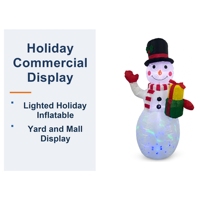 Bonhomme de neige gonflable lumineux avec écharpe, décoration de Noël gonflable publicitaire avec souffleur d'air pour affichage en centre commercial et en cour