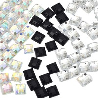 Strass en acrylique à double trou, à coudre, forme carrée, à dos plat, pour robes de mariée, pulls et vêtements (OEM)