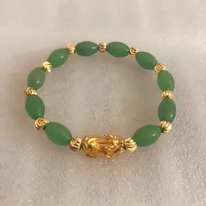 Aventurine 구슬 황금 매력 옥 팔찌