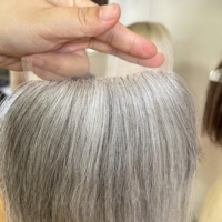 Envío Rápido, Cierre de Encaje Transparente 5*5, Color Gris Sal y Pimienta, Cabello Humano Natural Suave, Bajo Desprendimiento y Sin Enredos
