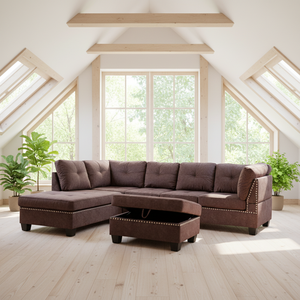 Frank Minimalist Style L-Shaped <b>Sofa</b> <b>Bed</b> with Wooden Frame Furniture, Suitable for Family Gatherings - Product Image 1
