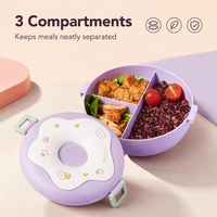 Boîte à bento à 3 compartiments sans BPA et à isolation aromatique |   Couvercle hermétique résistant aux micro-ondes |   Boîte à lunch avec cuillère et fourchette