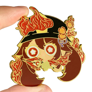 Broches de esmalte duro con logotipo de metal, pin de etiqueta de Anime de dibujos animados, con tarjeta de respaldo, chapado en oro, brillante - Product Image 2