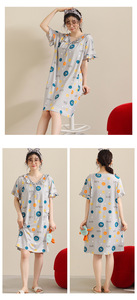Estate alla moda e alla moda con latte di seta Topolino, gonne <span class=keywords><strong>pigiama</strong></span> da donna a manica corta con scollo a V stampa cartone animato, abito da notte ampio - Product Image 5