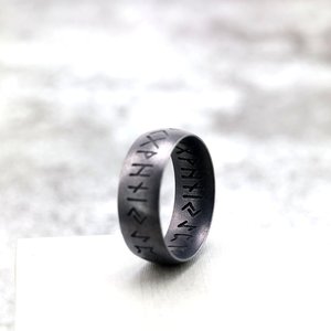 Nordic Vintage Stainless Steel <b>Ring</b> Viking Rune Letter Band Hip Hop Style Gift Jewelry - Product Image 3