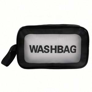 Bolsa de Maquillaje y Artículos de Aseo Transparente, Portátil, Moderna, de PVC+PU Esmerilado, con Serigrafía Personalizada, Impermeable, para Viaje - Product Image 3