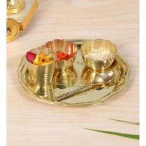 Premium Quality Brass Thali Set with Long Lasting Shine for Daily Home Hotel Serving Temple Food Offering and Gift Purpose Use - Product Image 1