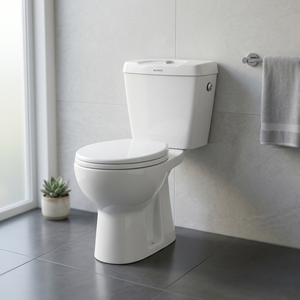 Inodoro de Cerámica de Dos Piezas de Calidad Premium con Sifón Redondo en Forma de S, Accesorios LLC, Tapa de Cisterna - Product Image 1