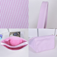 Panier en tissu seersucker rayé, sac de rangement pour bonbons de festival, décorations pour la chasse aux œufs de Pâques, fournitures pour fêtes d'Halloween, ornement pour la maison