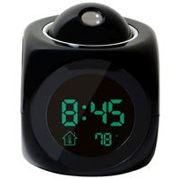 Réveil projecteur LCD numérique LED avec affichage vocal, thermomètre et fonction Snooze