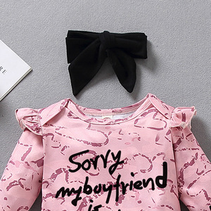 Ropa de Invierno para Bebés, Conjuntos de Romper Casuales de Algodón para Niñas con Pantalones Negros de China - Product Image 3