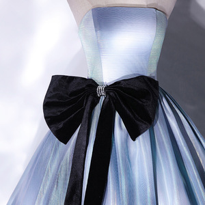 Vestido de Fiesta de Graduación Azul Polvoriento, Estilo Corsé, Sin Tirantes, Precioso, Nuevo 2022 - Product Image 2