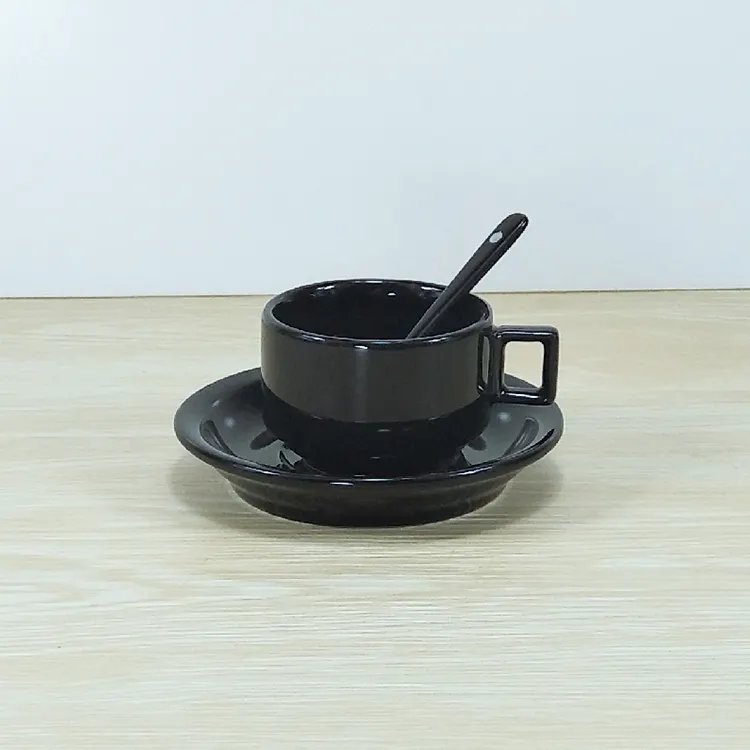 Tee tassen halter Set von 6 matt schmeckenden Keramik Kaffeetasse Sets schwarz matt