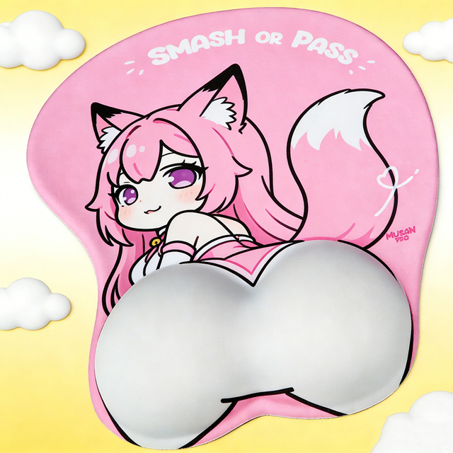 Anime 3D Customizable Rubber Mouse Pad with Wrist Rest Cute Sexy Girl Design for Gaming Desk