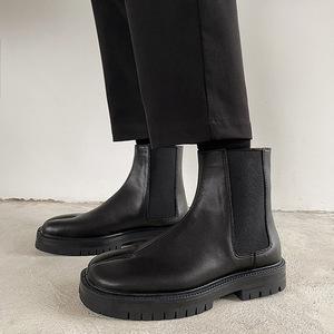 Bottes Chelsea en cuir à bout fendu style britannique pour hommes et femmes, modèle Open Edge Horseshoe, idéales pour l'automne - Product Image 5