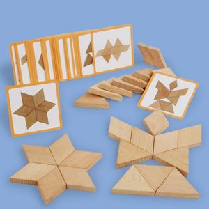 Juguete de Viaje para Niños Pequeños, Rompecabezas Tangram de Madera de Haya para Educación Temprana, Aprendizaje Preescolar de Geometría - Product Image 3