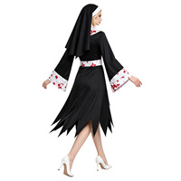 Costume de cosplay de nonne sombre et sanglante : robe de nonne tachée de sang pour performance scénique sur le thème des zombies