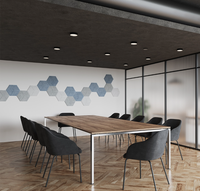Tapis mural insonorisant pour restaurant, hôtel, hall, décoration murale en fibre de polyester hexagonale découpée au laser, design moderne