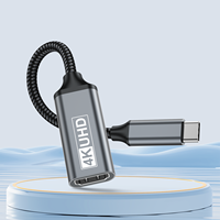 Câble adaptateur USB Type C vers HDMI femelle 4K avec gaine en PVC, connecteurs plaqués or, boîtier en alliage d'aluminium
