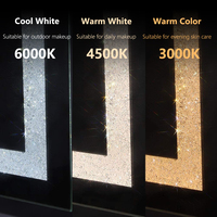Cermin Dinding LED Persegi Tanpa Bingkai 36 inci Bersertifikasi ETL Gaya Modern, Sensor Sentuh, Dilengkapi Demister, Desain Grafis