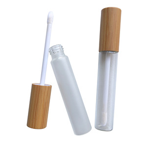 Tabung maskara <span class=keywords><strong>Lip</strong></span> <span class=keywords><strong>Gloss</strong></span> tabung wadah lipstik tabung kaca dengan bambu 8ml bambu kosmetik OEM kaca buram menangani Natural 10ML - Product Image 1