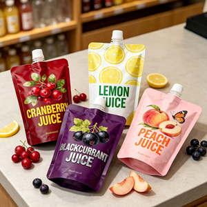 Pochette souple alimentaire avec bec verseur pour jus, thé, vin, sucre, aliments pour animaux, gelée, eau, emballage brillant, sac liquide en plastique <span class=keywords><strong>réutilisable</strong></span> - Product Image 1