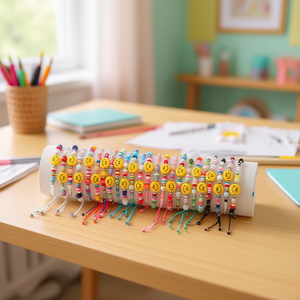 Braccialetti alla Moda con Perline, Design Multicolore con Faccine Sorridenti per Ragazze e Adolescenti, 2400 Pezzi per Scatola - Product Image 3