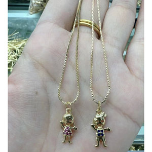 Collar <span class=keywords><strong>de</strong></span> latón chapado en oro <span class=keywords><strong>de</strong></span> 18 quilates con micro pavé delicado, resistente al deslustre, <span class=keywords><strong>para</strong></span> niños, celebración familiar, maternidad, niño, niña - Product Image 6